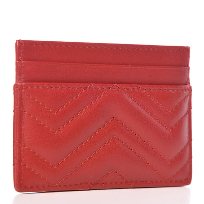 Gucci Calfskin Matelasse GG Marmont Card Holder Hibiscus Red 3 of 7