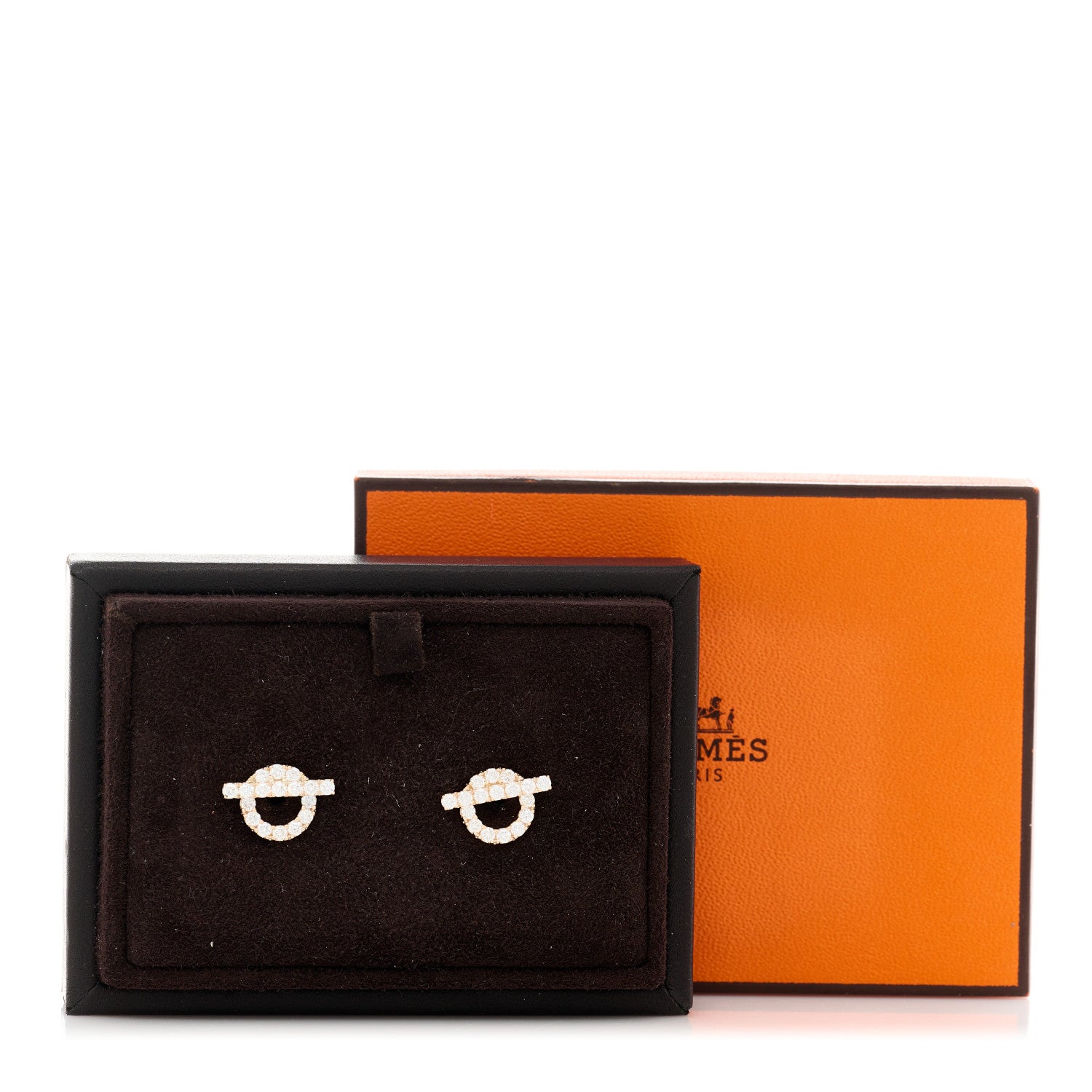 Hermes 18K Rose Gold Diamond Finesse Earrings 4 of 4