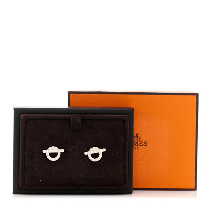 Hermes 18K Rose Gold Diamond Finesse Earrings 4 of 4