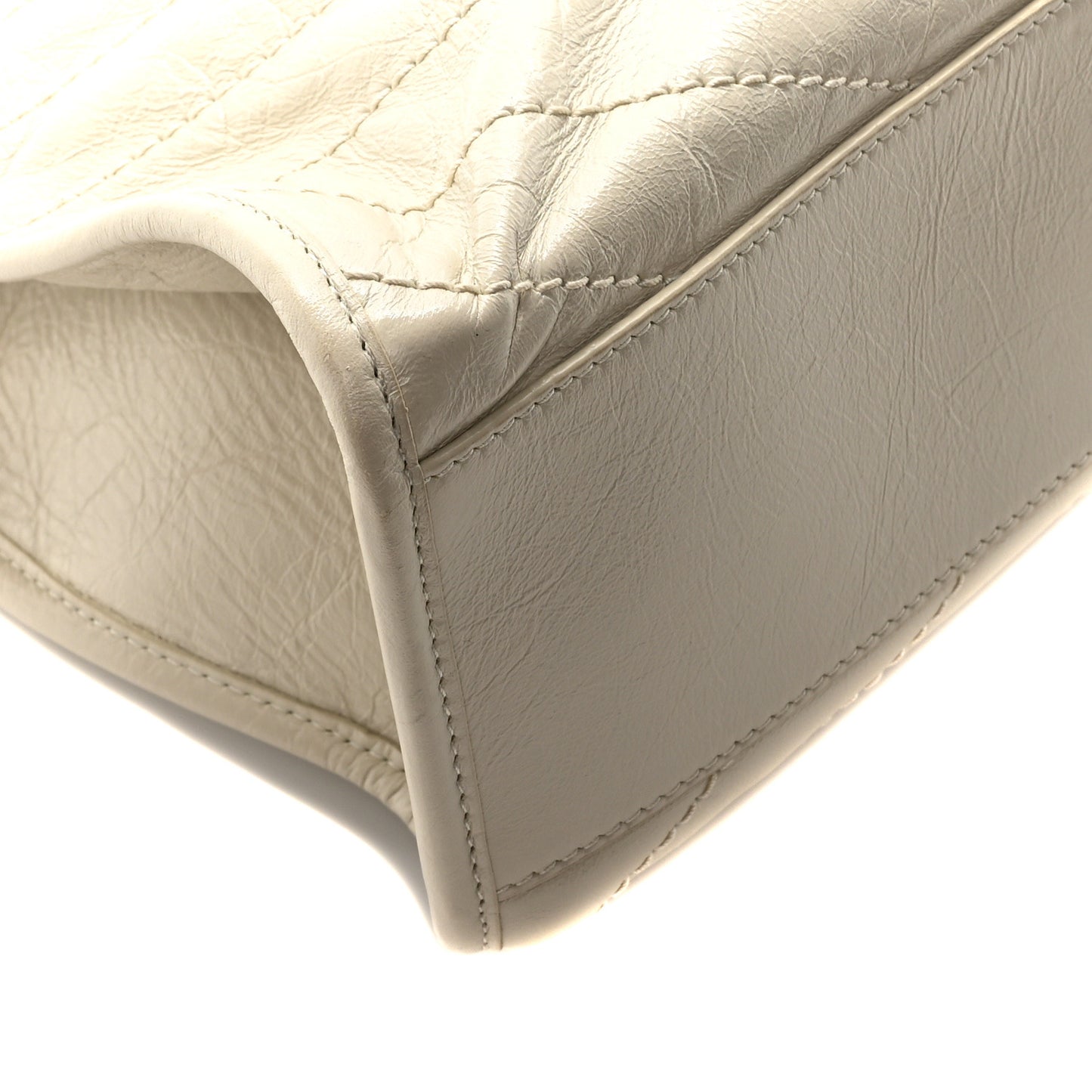 Crinkled Calfskin Matelasse Monogram Medium Niki Shopper Tote Crema Soft