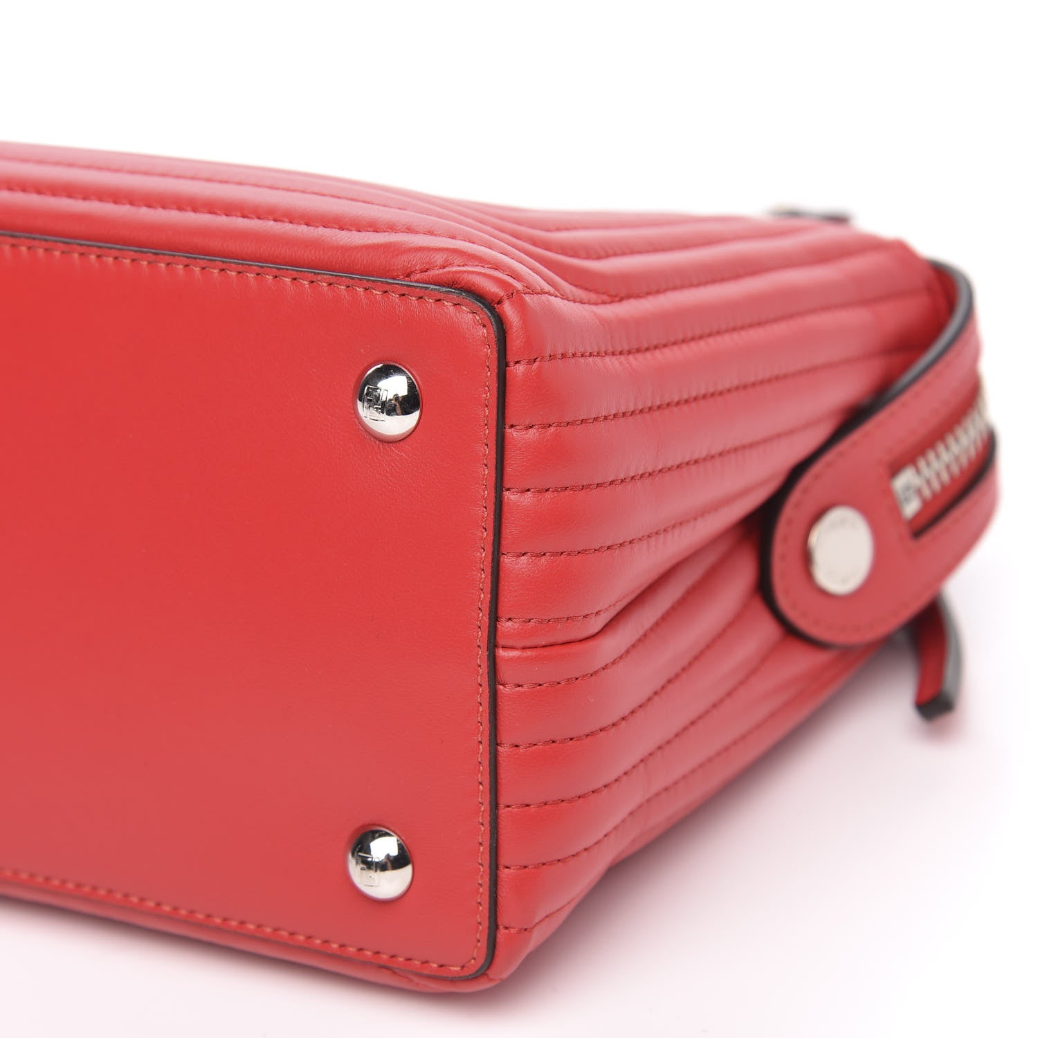 Fendi Shiny Nappa Trapuntata Small DotCom Click Chain Satchel Rojo 11 of 11