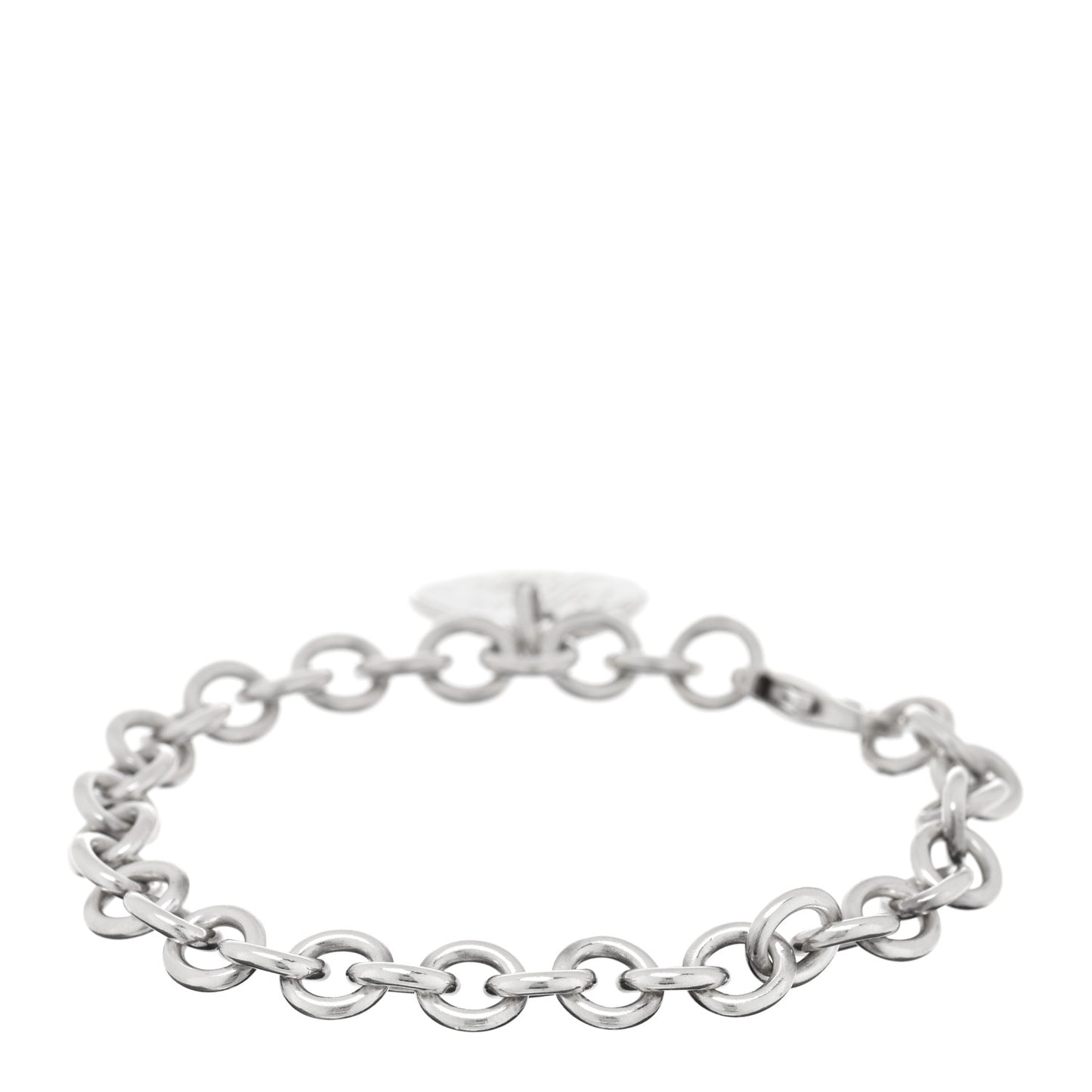 Sterling Silver Notes Round Tag Charm Bracelet