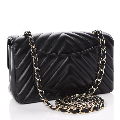 Chanel Lambskin Chevron Quilted Mini Rectangular Flap Black 3 of 10