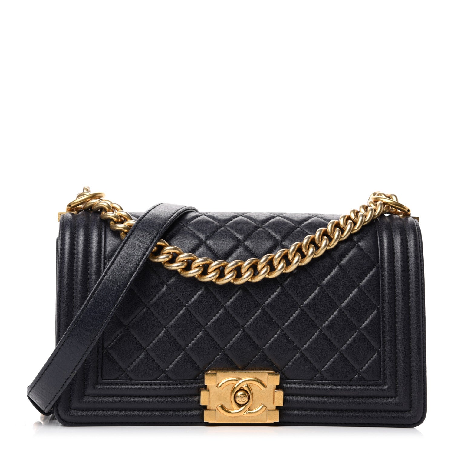 Chanel Lambskin Quilted Medium Boy Flap Dark Navy 1 of 10