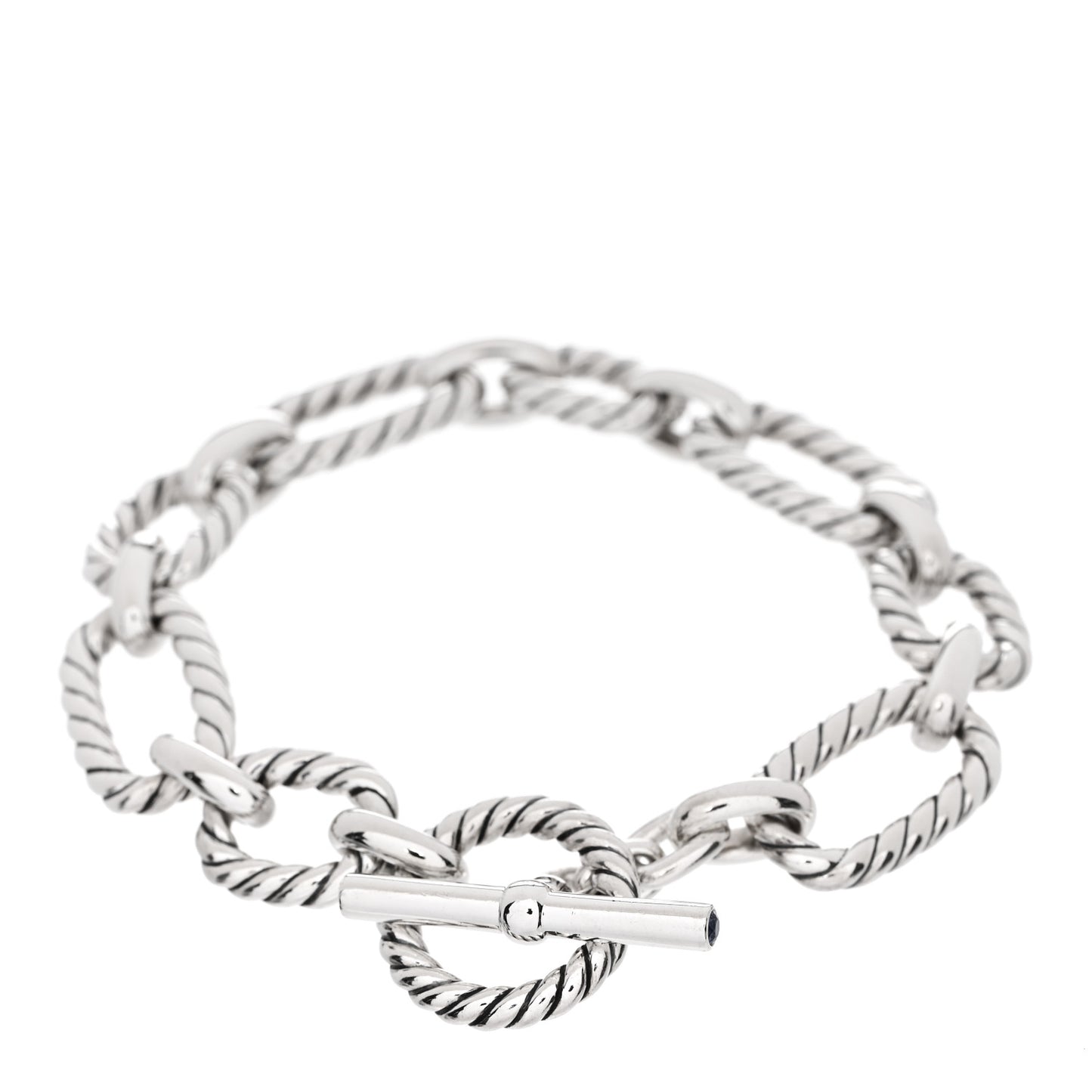 Sterling Silver Blue Sapphire 12.5mm Cushion Link Bracelet