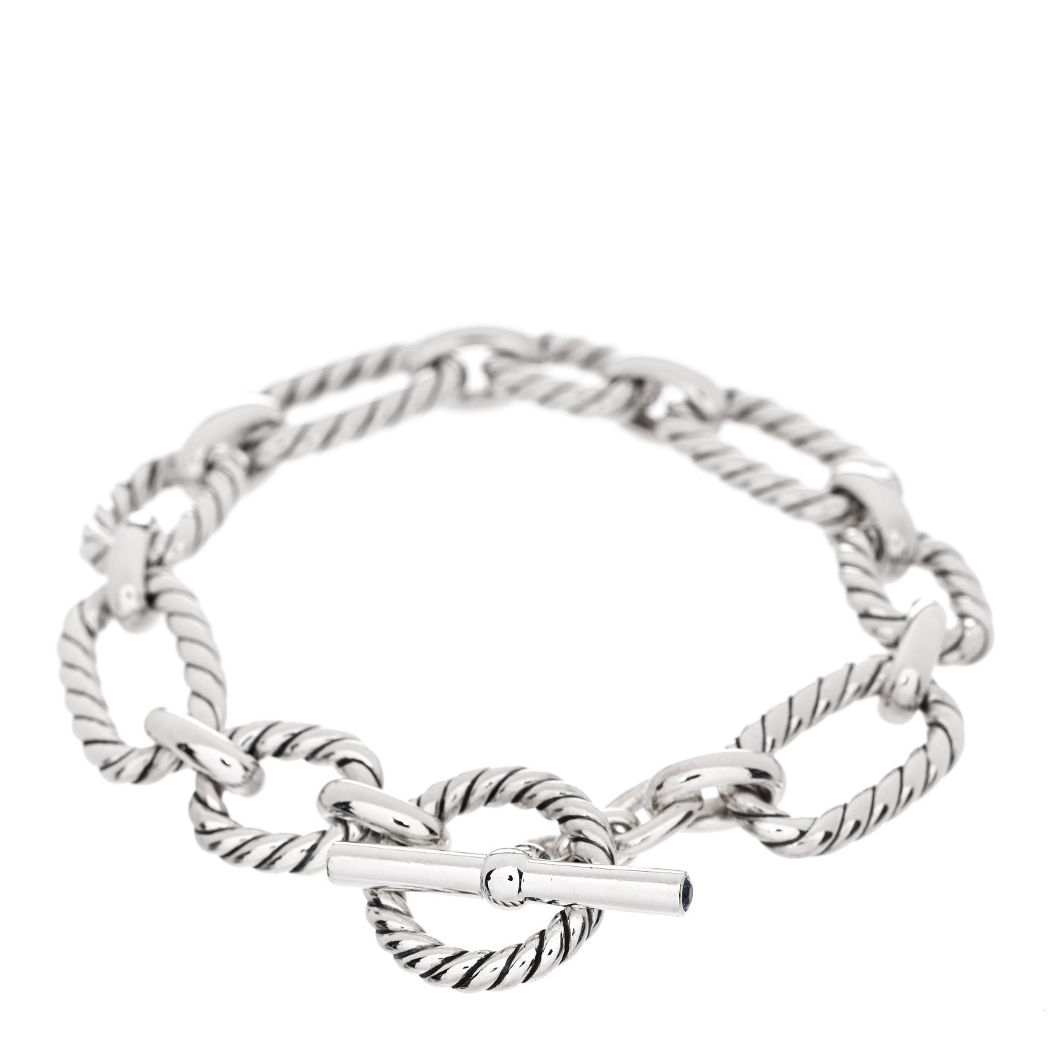 David Yurman Sterling Silver Blue Sapphire 12.5mm Cushion Link Bracelet 2 of 3