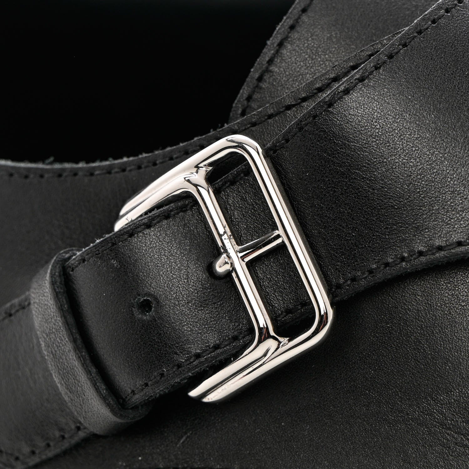 Hermes Calfskin Mens Buckle Loafers 42 Black 18 of 19