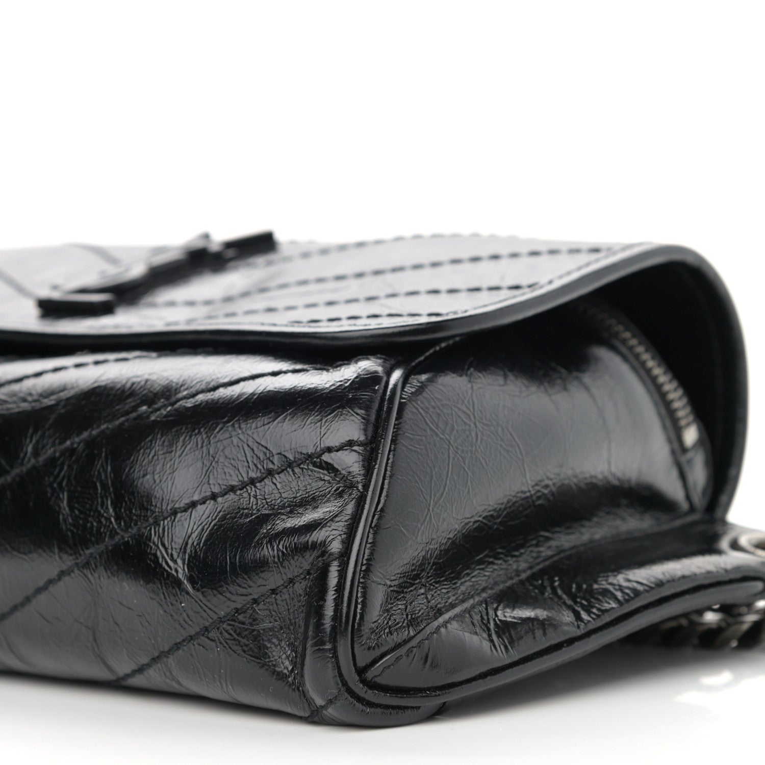 Saint Laurent Crinkled Calfskin Matelasse Monogram Niki Body Bag Black 9 of 10