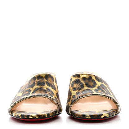 Christian Louboutin Metallic Calfskin Coins Leopard Print East 55 Mule 38 Gold Silver 2 of 8