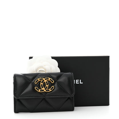 Chanel Lambskin Quilted Chanel 19 Flap Card Holder Black 9 of 16