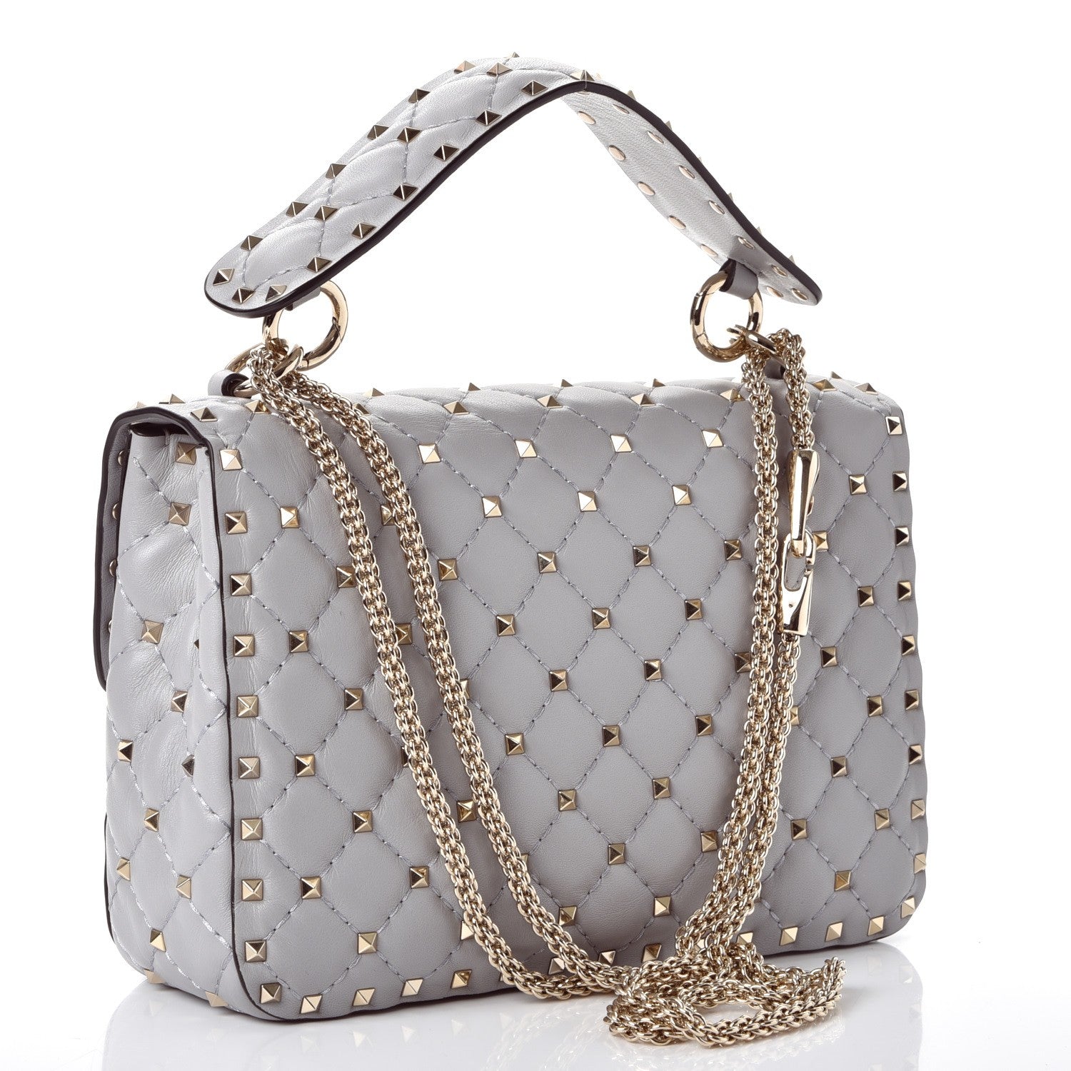 Valentino Garavani Nappa Medium Rockstud Spike Shoulder Bag Pastel Grey 3 of 8