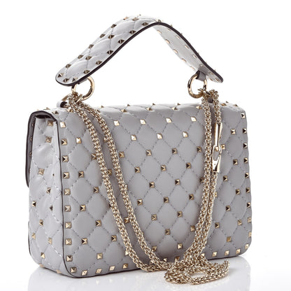 Valentino Garavani Nappa Medium Rockstud Spike Shoulder Bag Pastel Grey 3 of 8