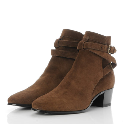 Saint Laurent Suede Rock Blake Ankle Boots 38 Brown 3 of 8