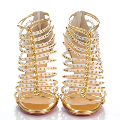 Christian Louboutin Kid Nappa Millaclou 100 Cage Sandals 37 Edelweiss Gold 2 of 8