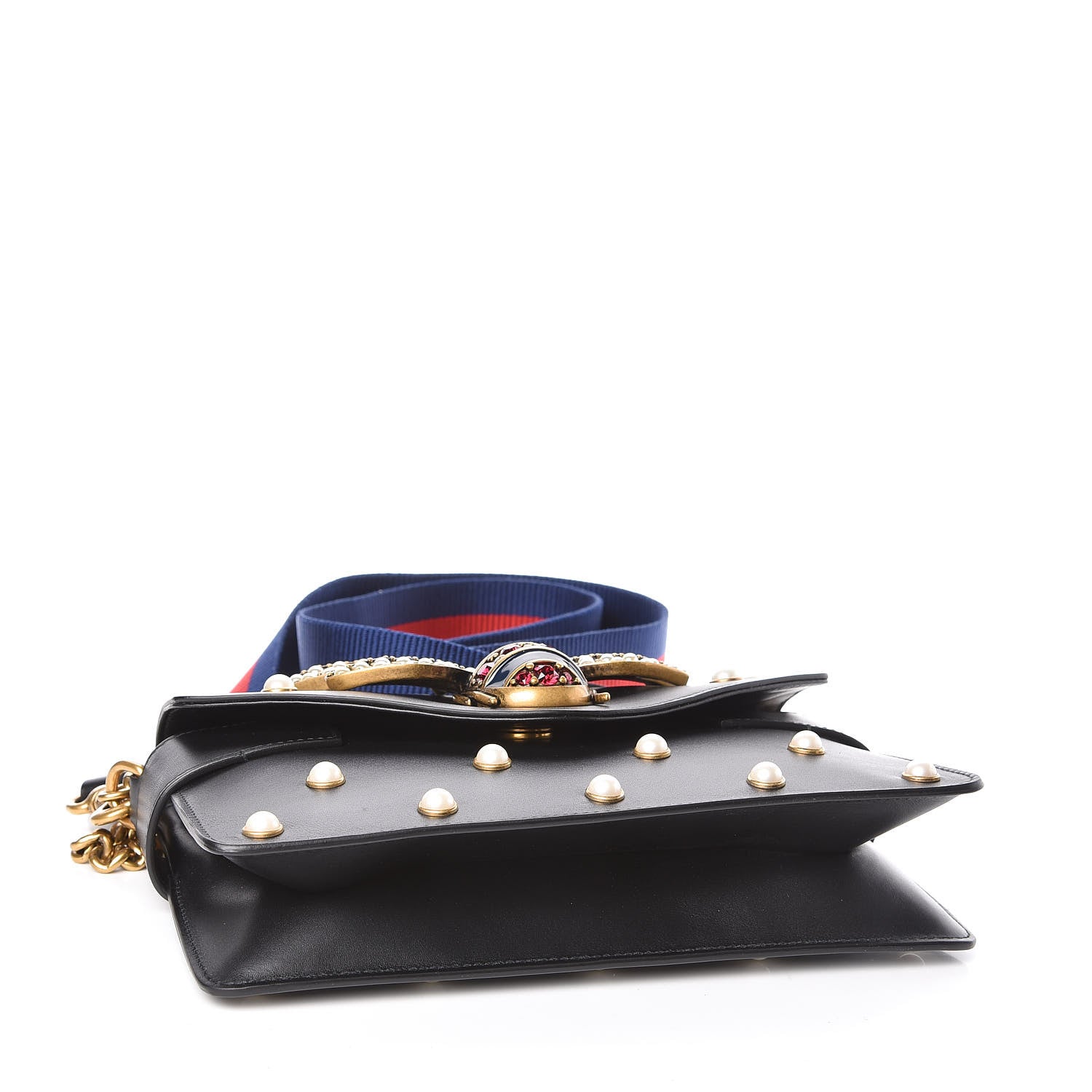 Gucci Nappa Pearl Studded Mini Queen Margaret Broadway Shoulder Bag Black 4 of 11