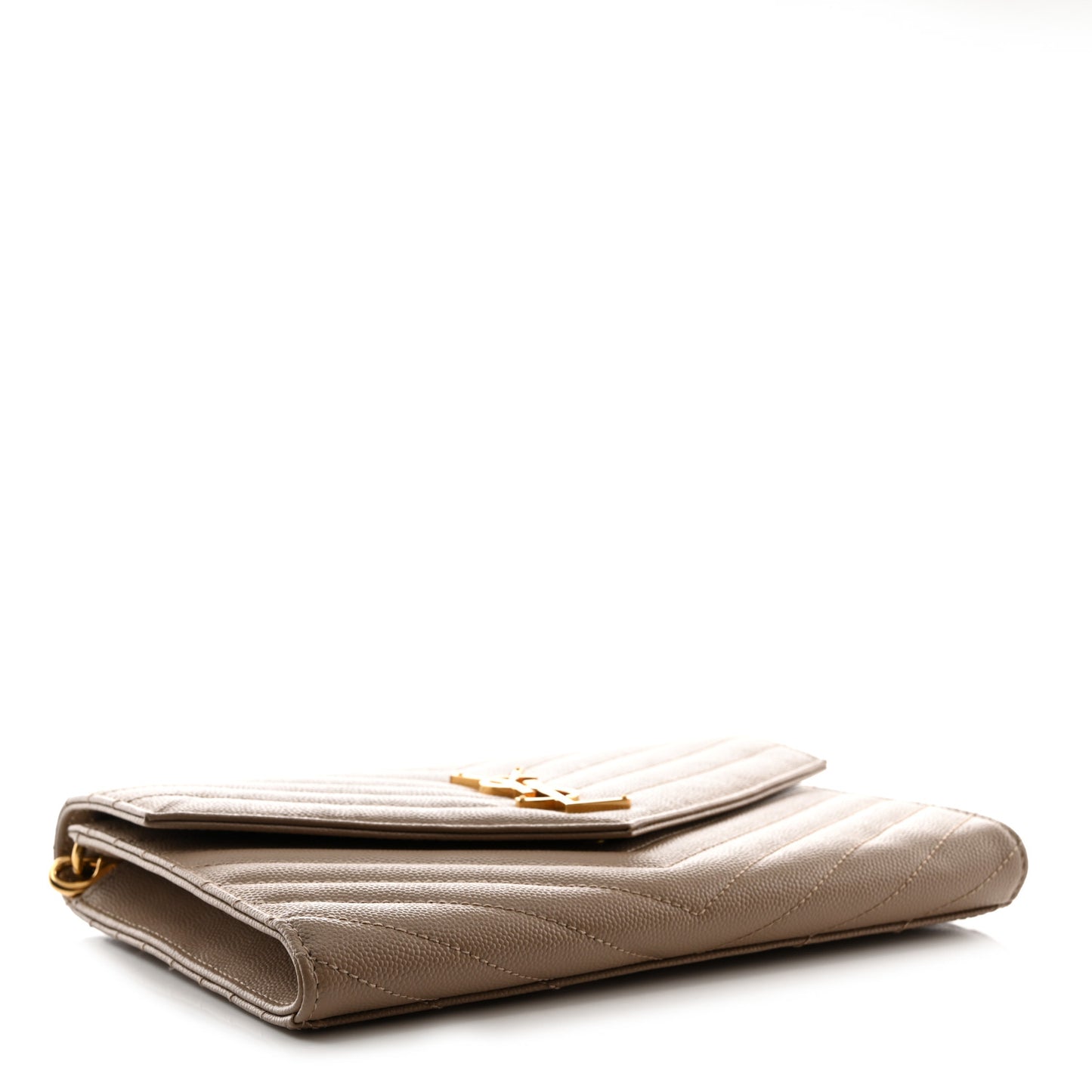 Grain De Poudre Matelasse Chevron Monogram Envelope Clutch Dark Beige