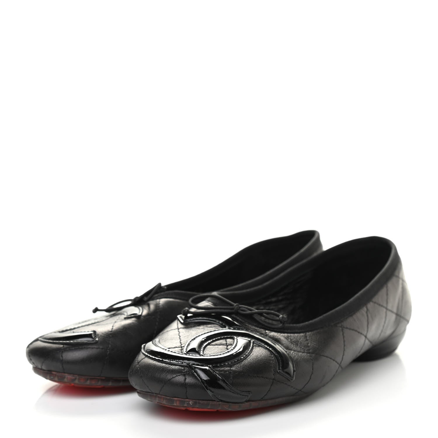 Chanel Lambskin Quilted Cambon Ballerina Flats 38 Black 3 of 11
