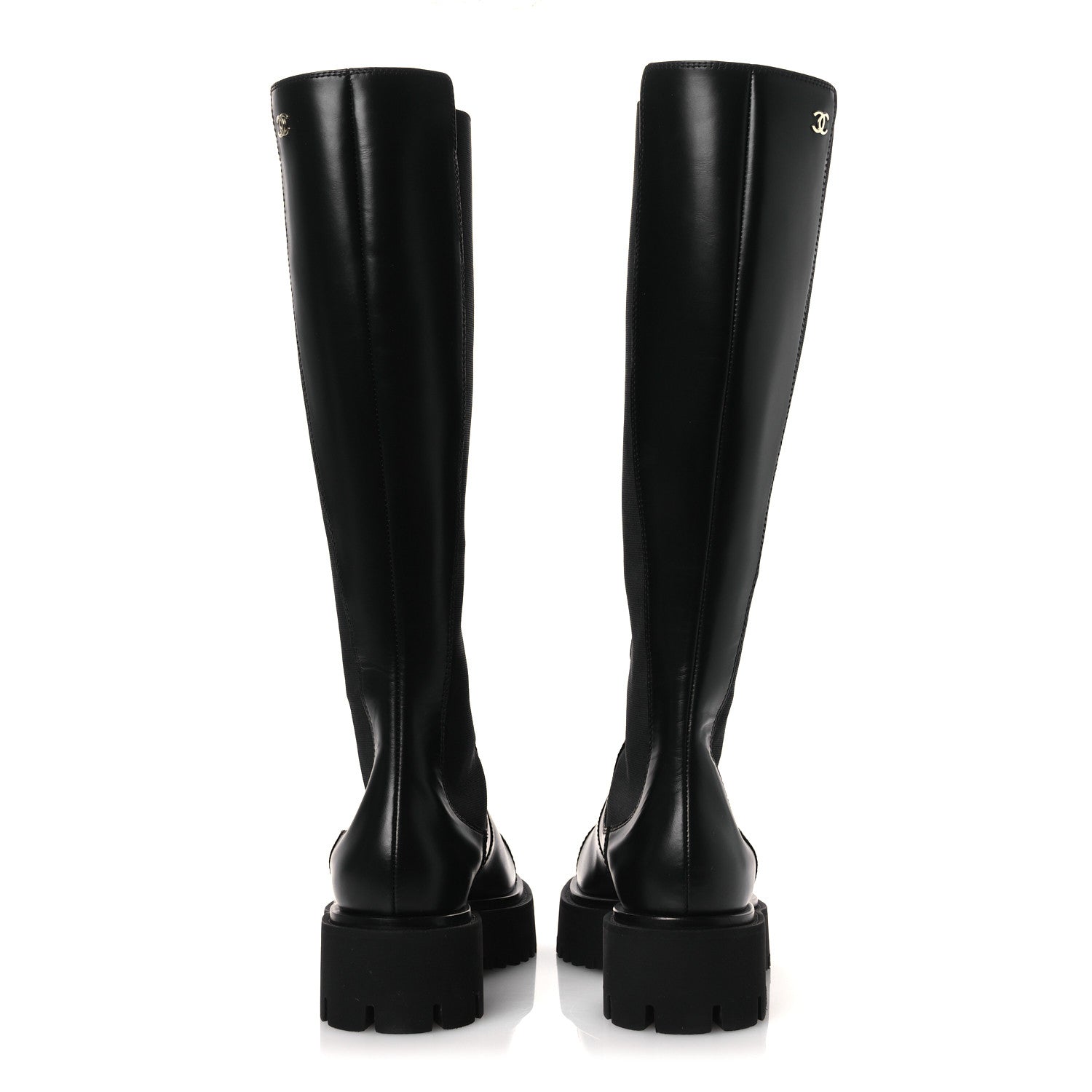 Chanel Calfskin Cap Toe CC Tall Boots 37.5 Black 6 of 11