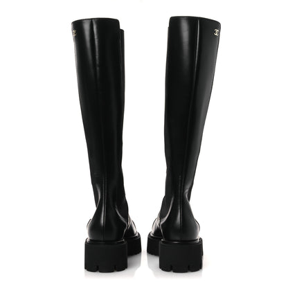 Chanel Calfskin Cap Toe CC Tall Boots 37.5 Black 6 of 11