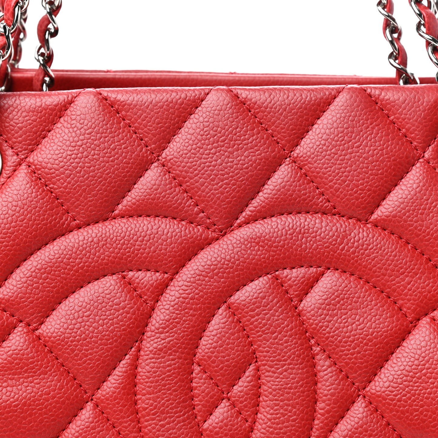 Caviar Quilted Timeless CC Shopping Tote Red