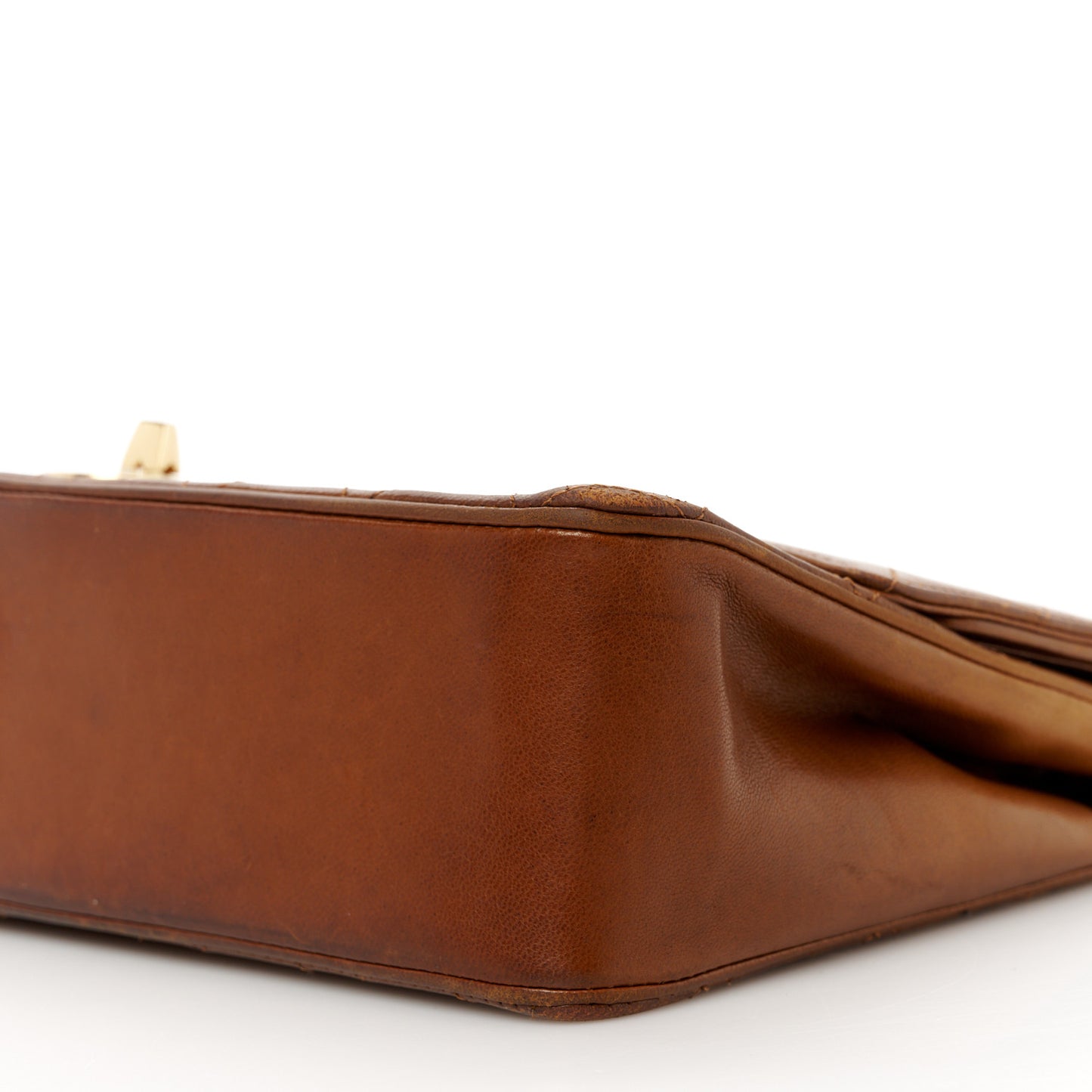 Lambskin Quilted Medium Double Flap Brown