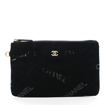 Chanel Velvet Sequin Quilted Chanel 22 Removable Pouch Black 1 of 5