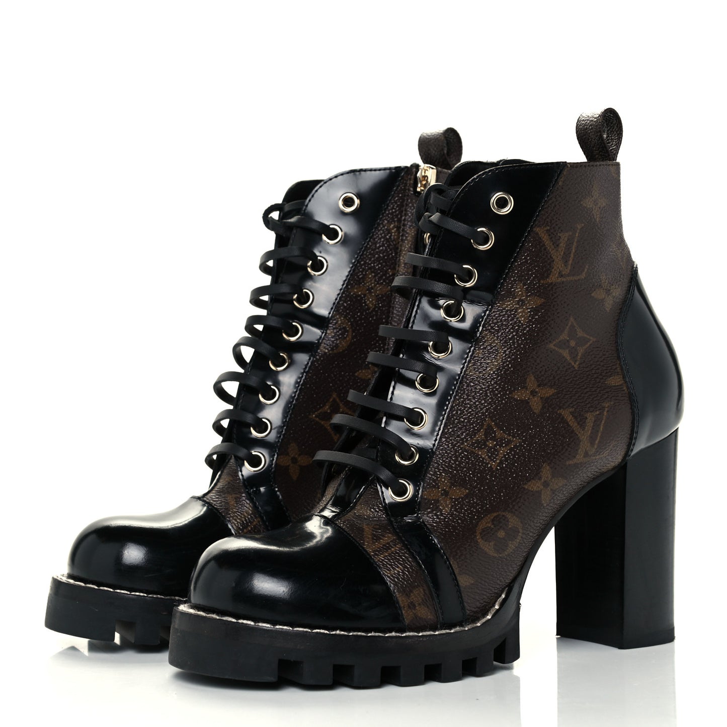 Patent Calfskin Monogram Star Trail Ankle Boots 39 Black