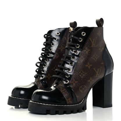 Louis Vuitton Patent Calfskin Monogram Star Trail Ankle Boots 39 Black 2 of 8
