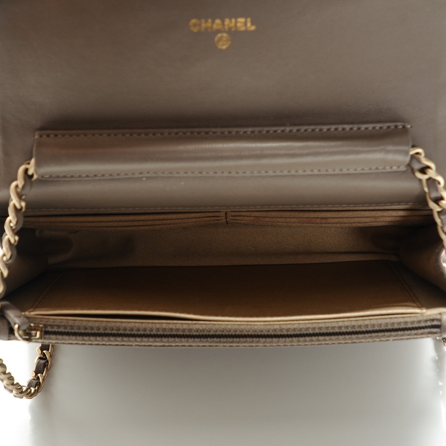 Chanel Lambskin Camellia Embossed Wallet on Chain WOC Beige 5 of 8