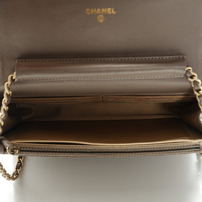 Chanel Lambskin Camellia Embossed Wallet on Chain WOC Beige 5 of 8