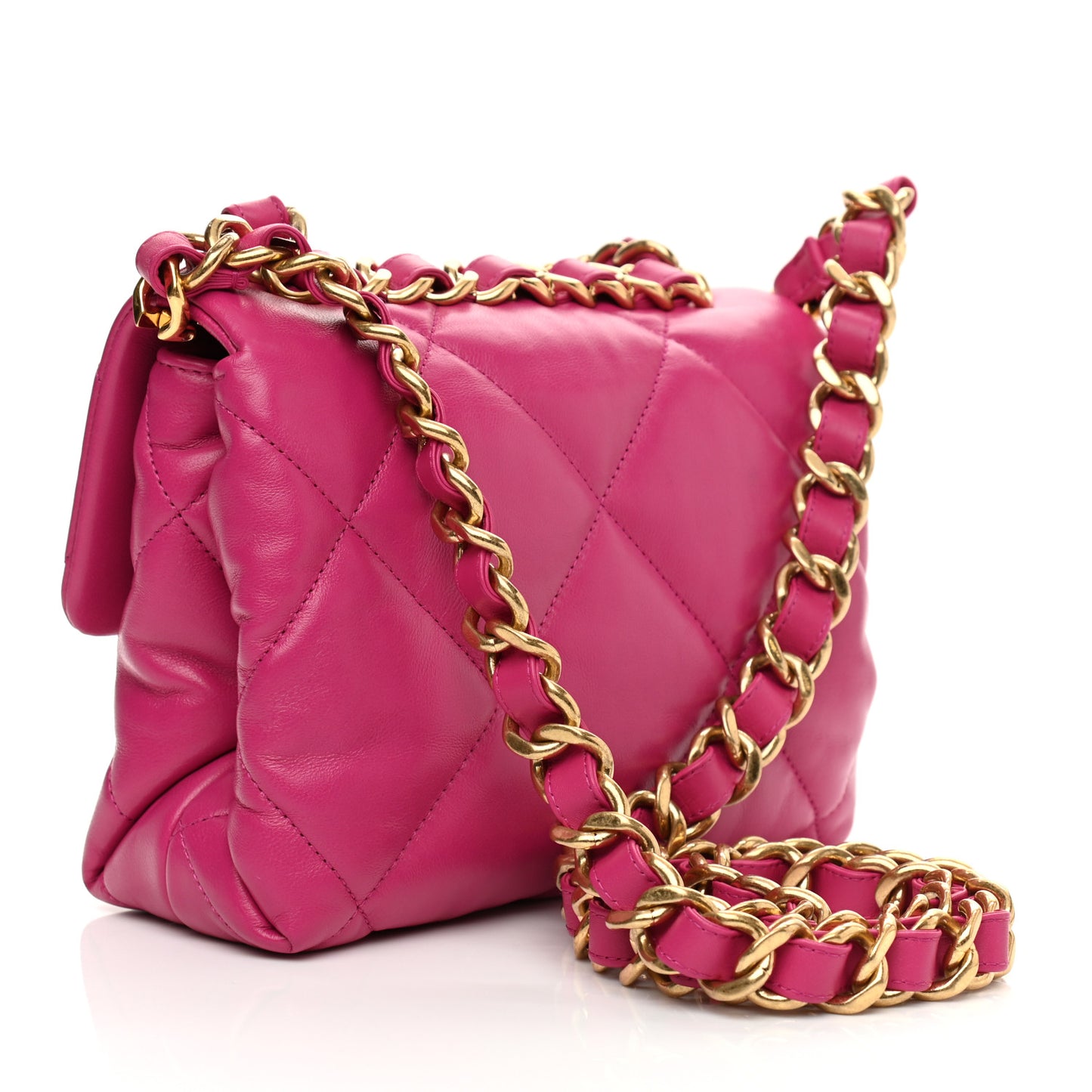 Lambskin Quilted Small Chain Top Handle Flap Pink
