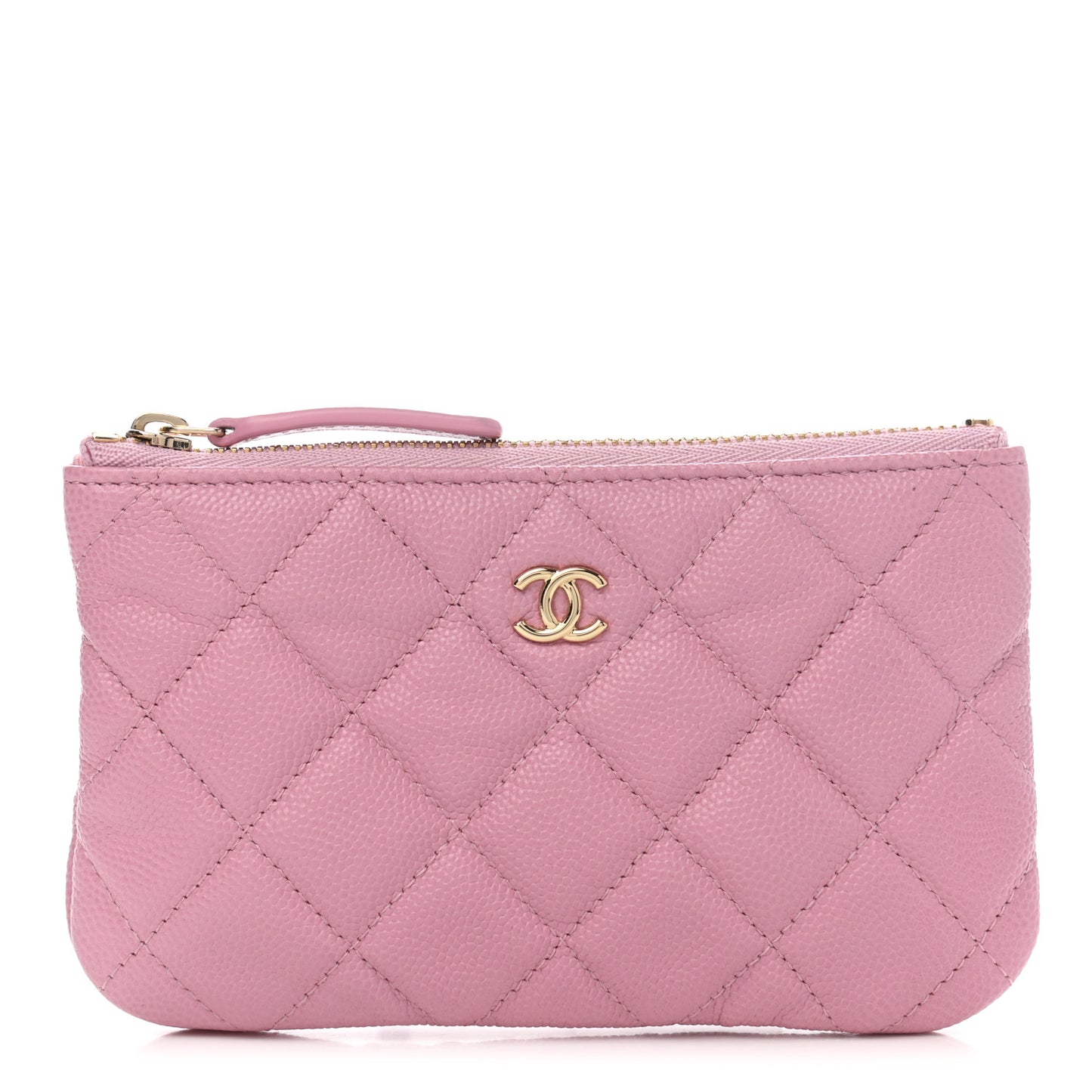 Caviar Quilted Small Cosmetic Case Light Pink