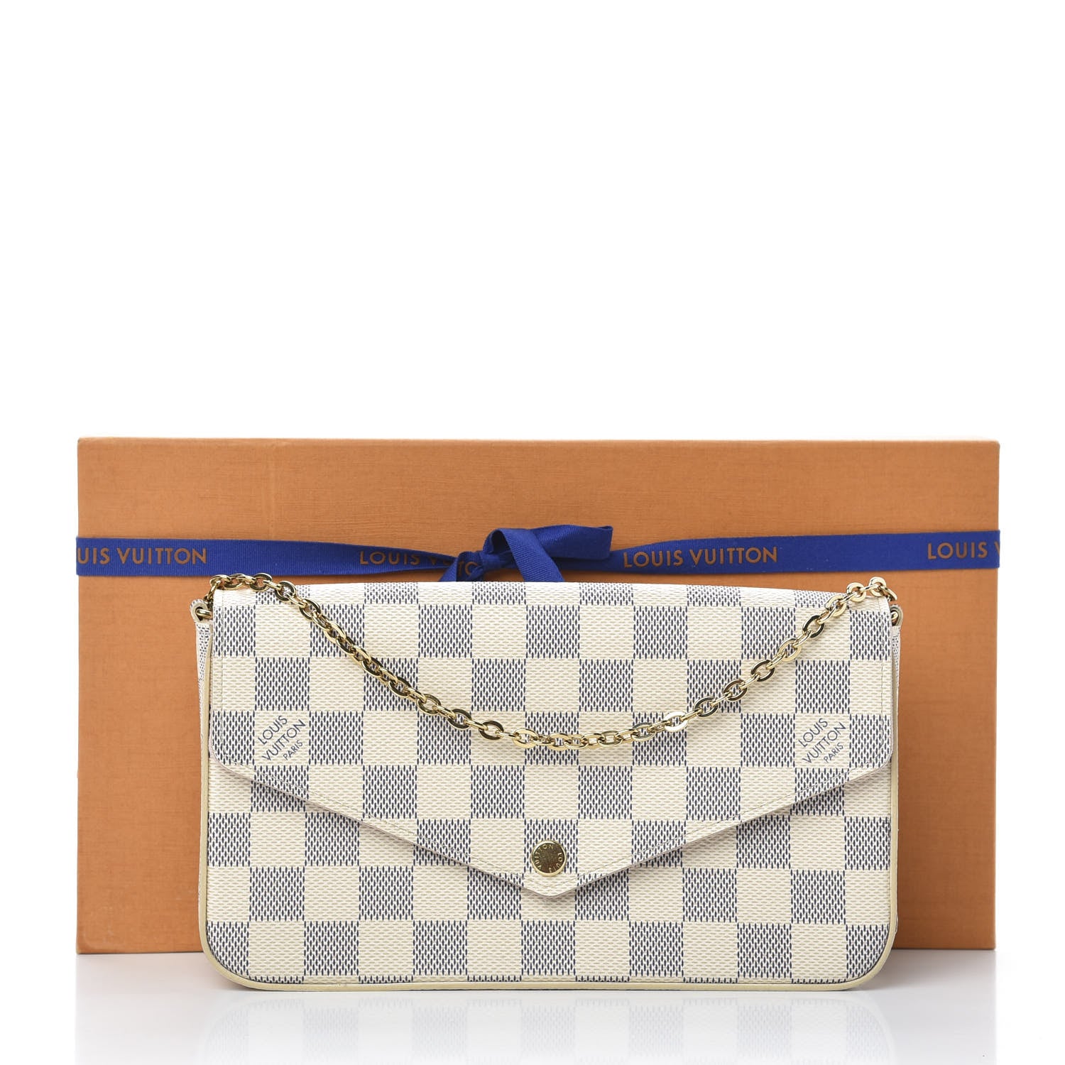 Louis Vuitton Damier Azur Pochette Felicie Chain Wallet Rose Ballerine 11 of 11
