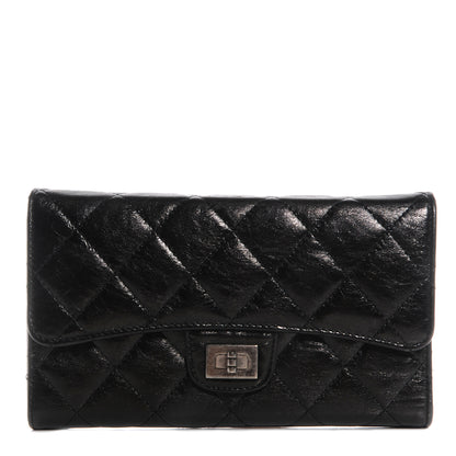 Chanel Glazed Calfskin Quilted Reissue Long Flap Wallet Black 1 of 8