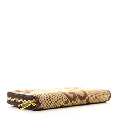 Gucci Monogram Jumbo GG Zip Around Wallet Camel Ebony 4 of 7