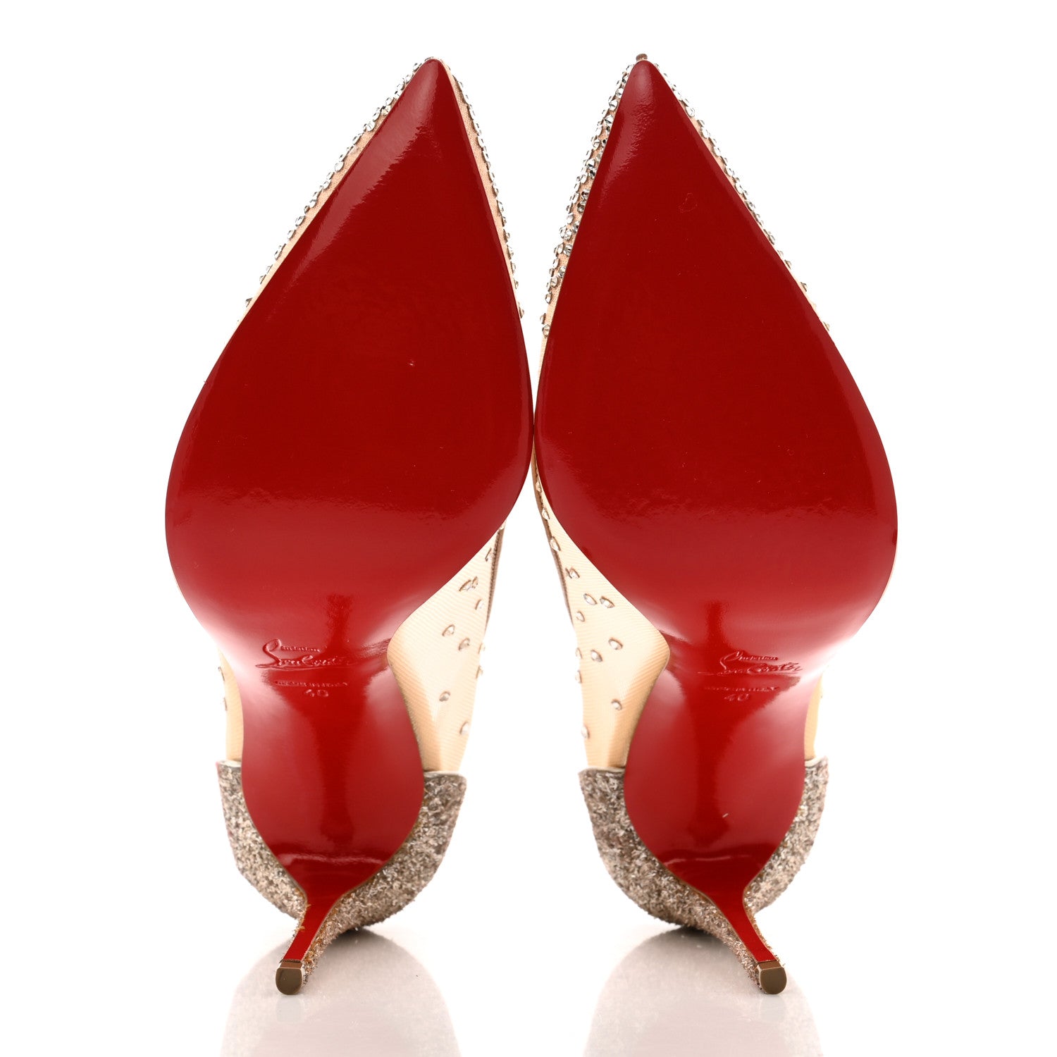 Christian Louboutin Rete Glitter Mini Specchio Strass Follies 100 Pumps 40 Pearl 5 of 9