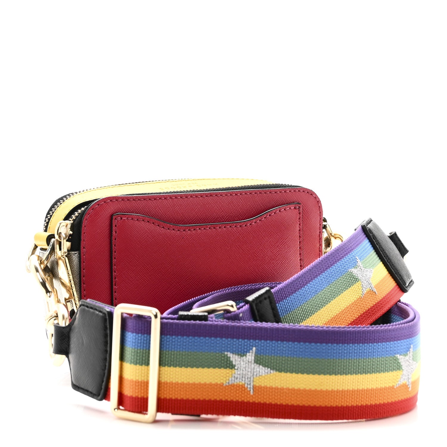 Marc Jacobs Saffiano Rainbow Strap Color Block Small Snapshot Camera Bag Pink Multicolor 3 of 9