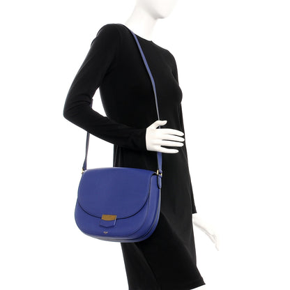 Celine Grained Calfskin Medium Trotteur Indigo 2 of 7