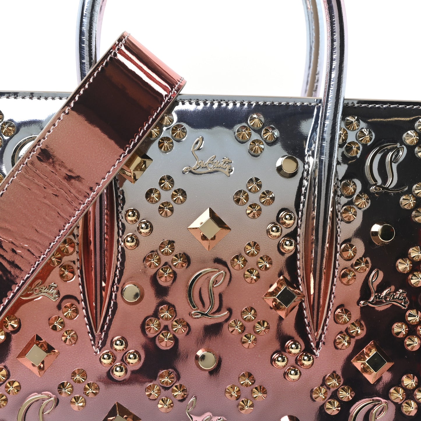 Mirror Degrade Spikes Loubinthesky Mini Paloma Leche Gold