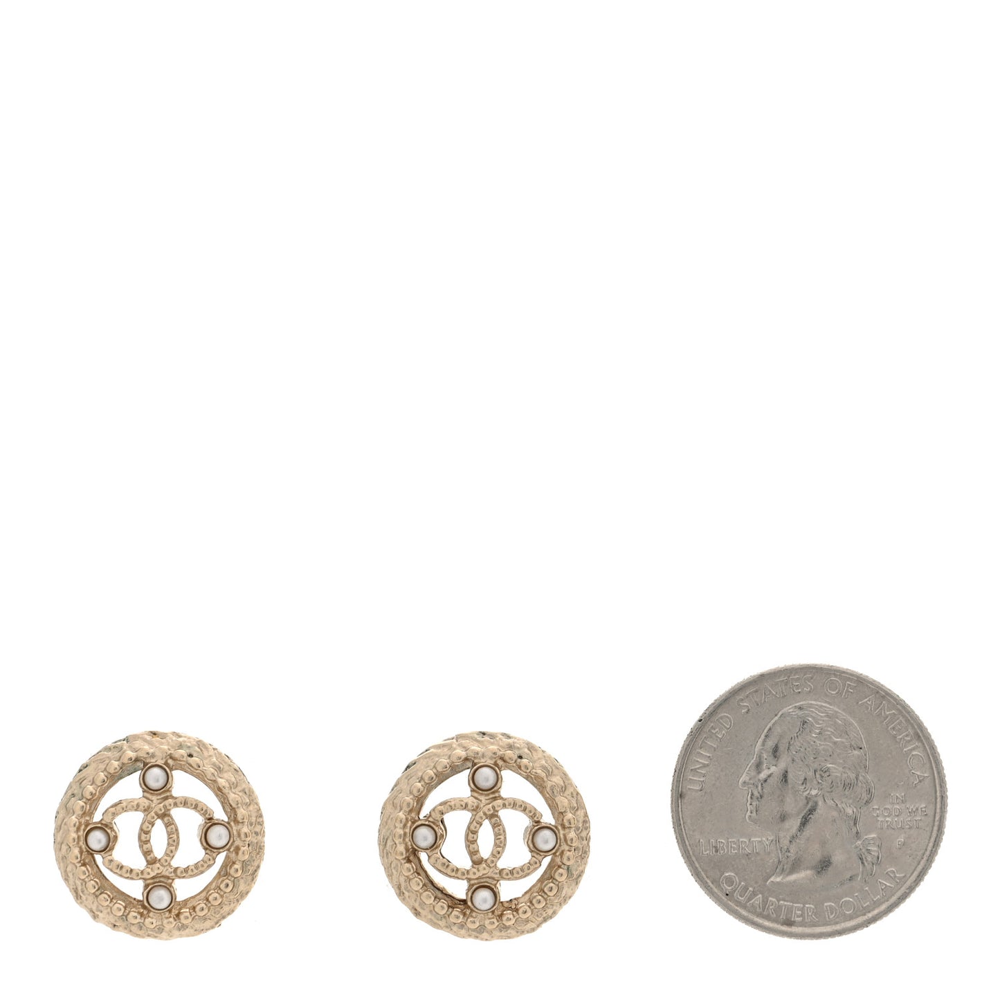 Pearl CC Round Rope Earrings Gold