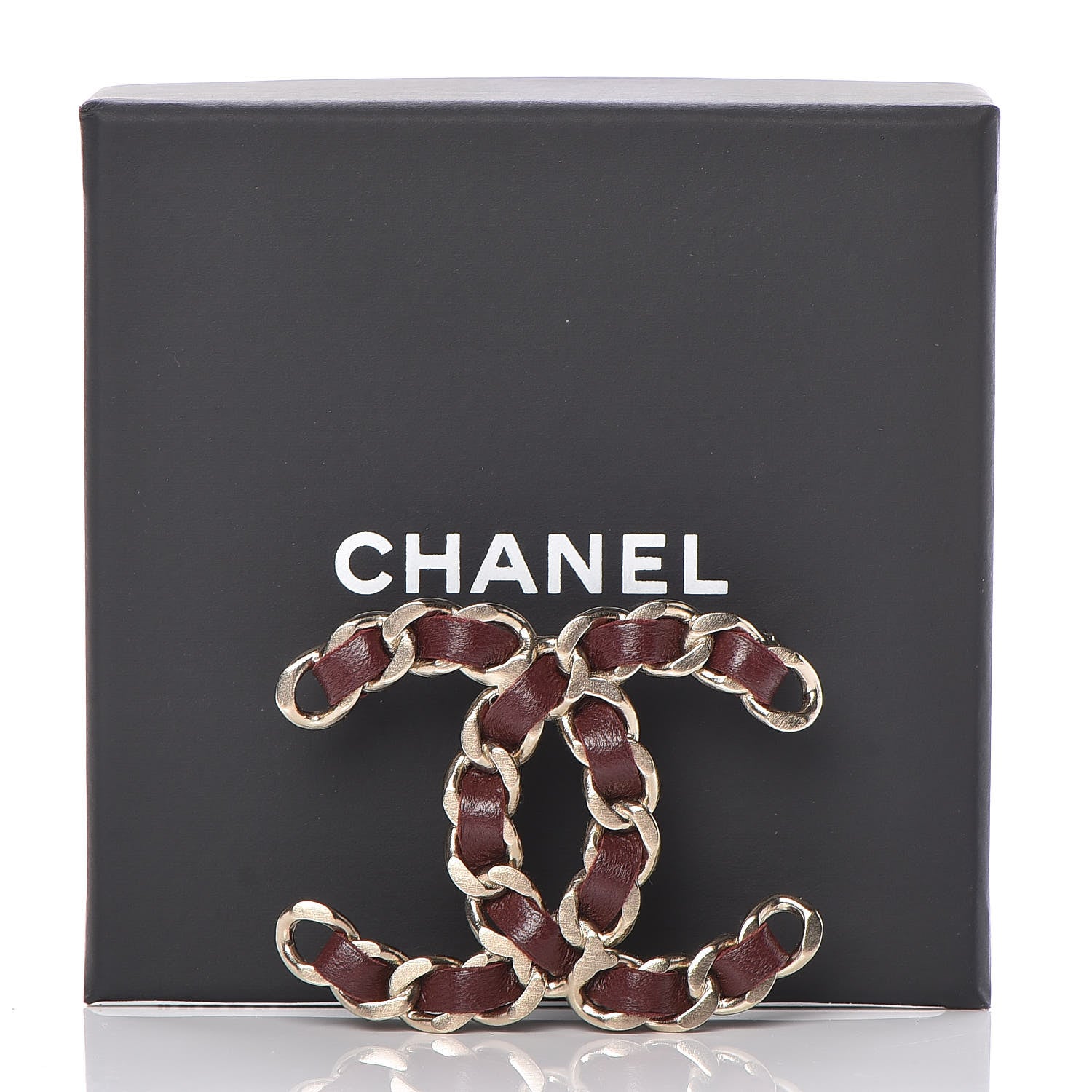 Chanel Lambskin Chain CC Brooch Burgundy 5 of 5
