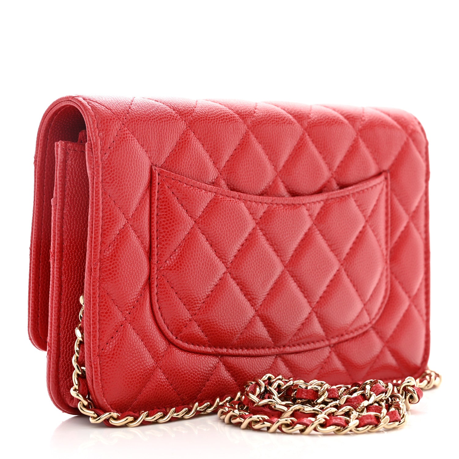 Chanel Caviar Quilted Wallet on Chain WOC Red 3 of 11