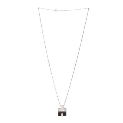 Hermes Lacquered Palladium Eileen Pendant Necklace Blanc White 4 of 7