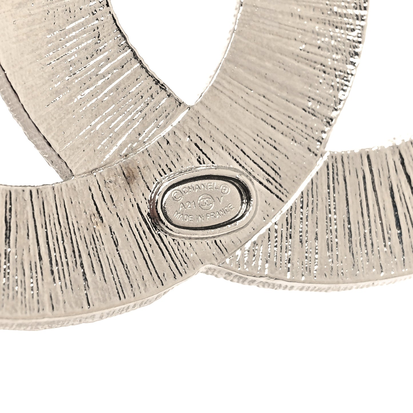 Baguette Crystal CC Brooch Silver
