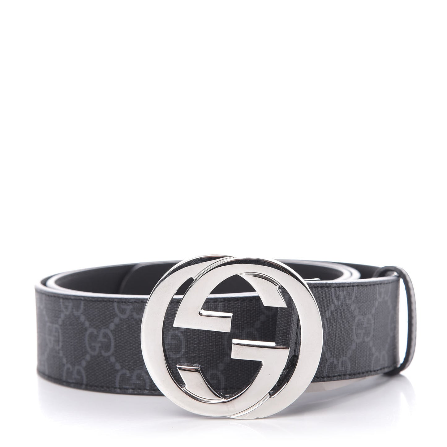 GG Supreme Monogram Selleria Calfskin Interlocking G 40mm Belt 105 42 Black Grey