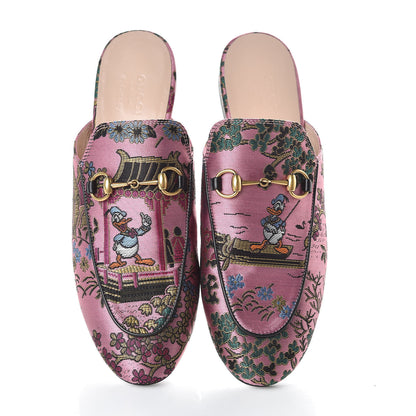 Gucci X DISNEY Jacquard Japanese Donald Duck Womens Princetown Slippers 38.5 Pink Black 5 of 8
