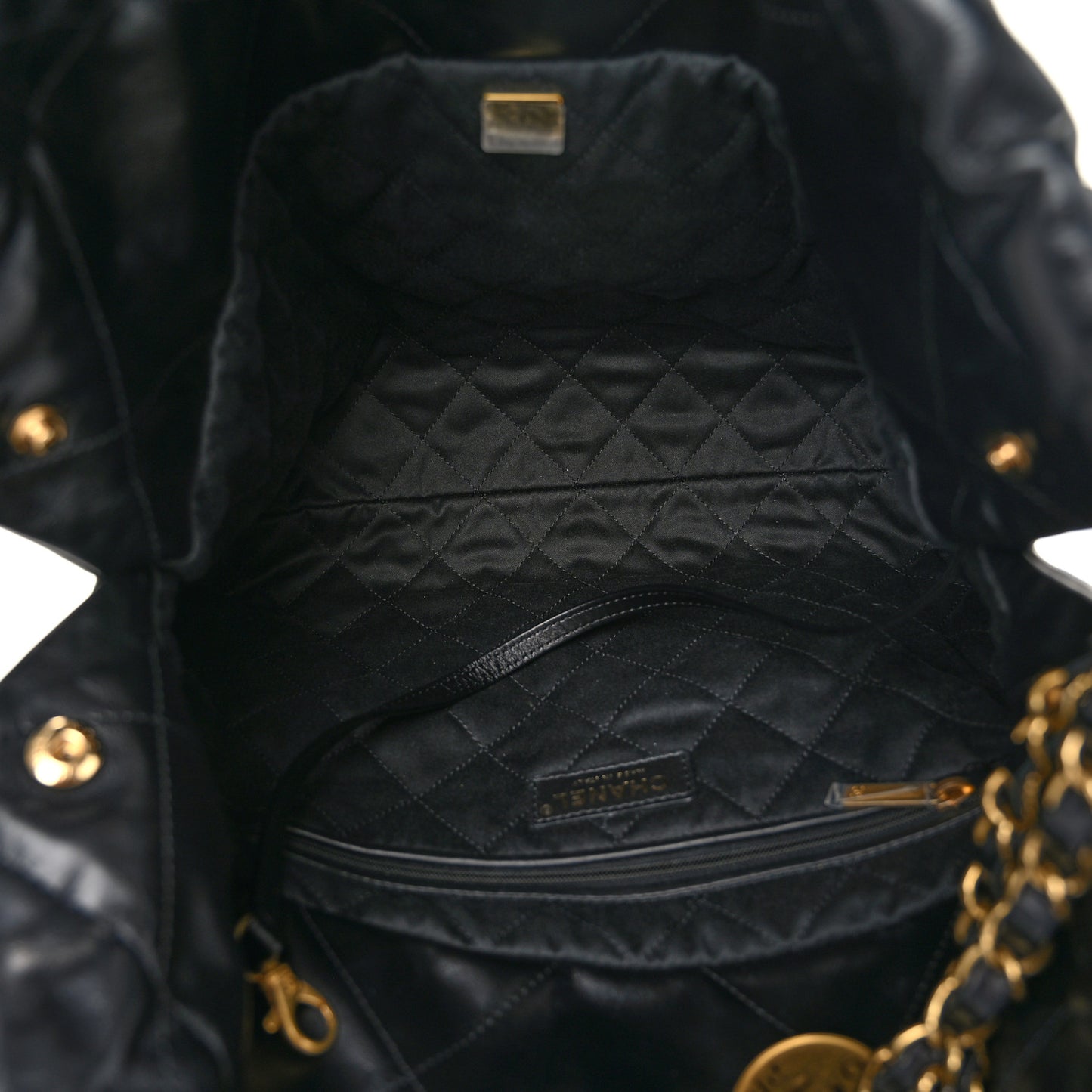 Shiny Calfskin Quilted Small Chanel 22 Black