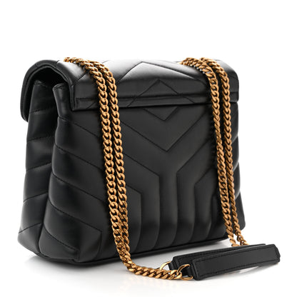 Saint Laurent Calfskin Y Quilted Monogram Small Loulou Chain Satchel Black 3 of 11