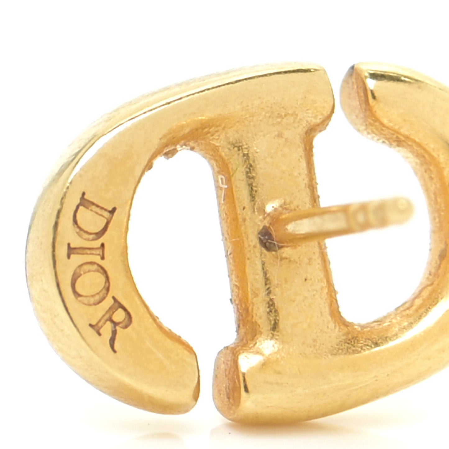 Metal Petit CD Stud Earrings Gold