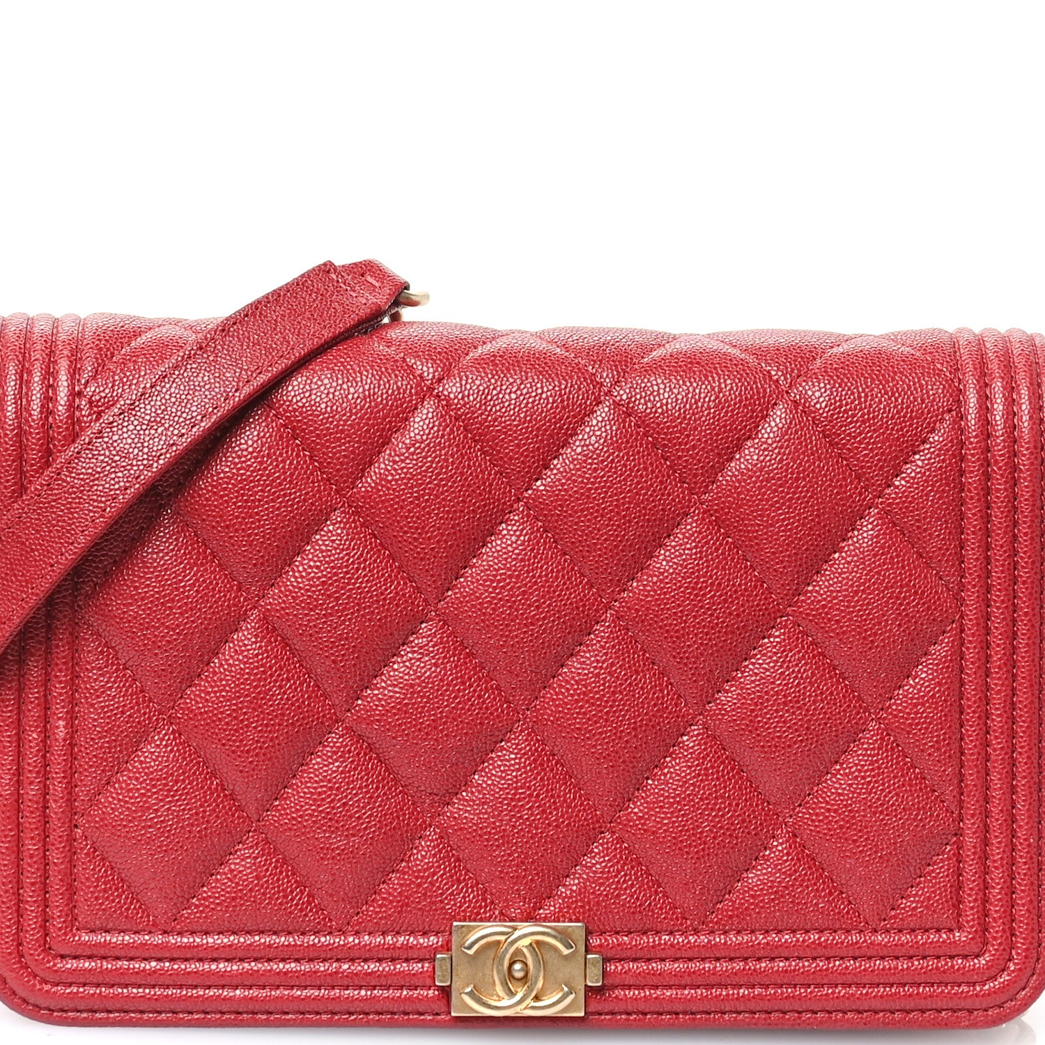 Chanel Caviar Quilted Boy Wallet On Chain WOC Red 9 of 11